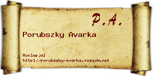 Porubszky Avarka névjegykártya